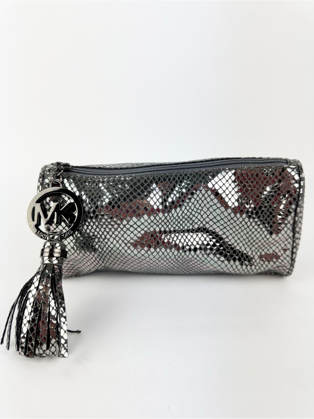 Michael Kors Metallic Snake-Embossed Cosmetic Bag